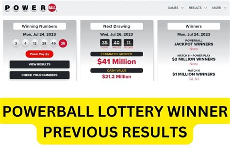 winners of last night's powerball|Previous Results .